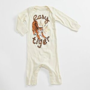 Easy Tiger Unisex Infant Bodysuit. Long Sleeve Snap Romper. Size 6 Months.